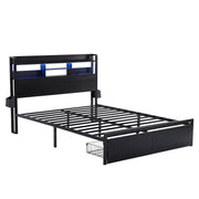 Artiss Bed Frame Double with Charging Station Storage Organizer Drawers LED ZAC