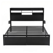 Artiss Bed Frame Double with Charging Station Storage Organizer Drawers LED ZAC