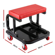 Giantz Creeper Seat Rolling Mechanic Stool with Tool Tray Heavy Duty 36x36cm