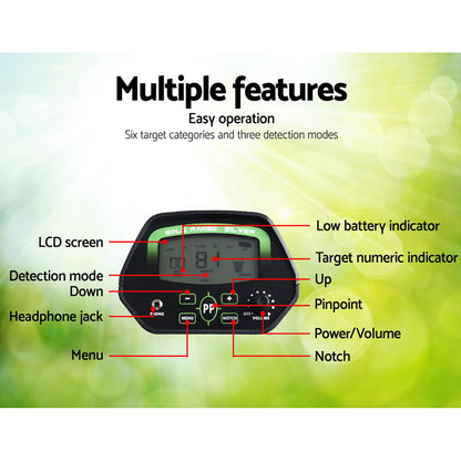Metal Detector 220MM Deep Sensitive Waterproof Pinpointer Treasure Hunter Shovel MDETECTOR-C-2007-GC1037-P