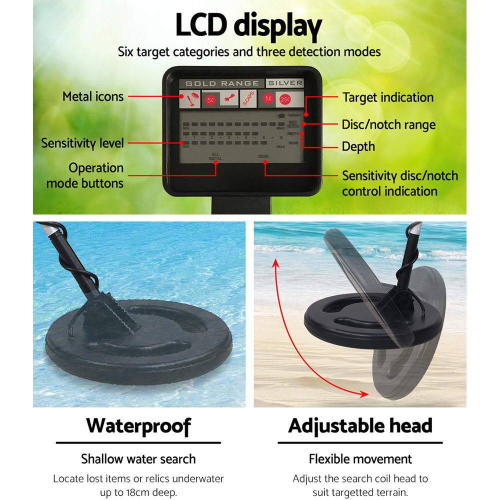 Metal Detector 180MM Deep Sensitive Waterproof Treasure Hunter Gold Digger MDETECTOR-C-GC1010