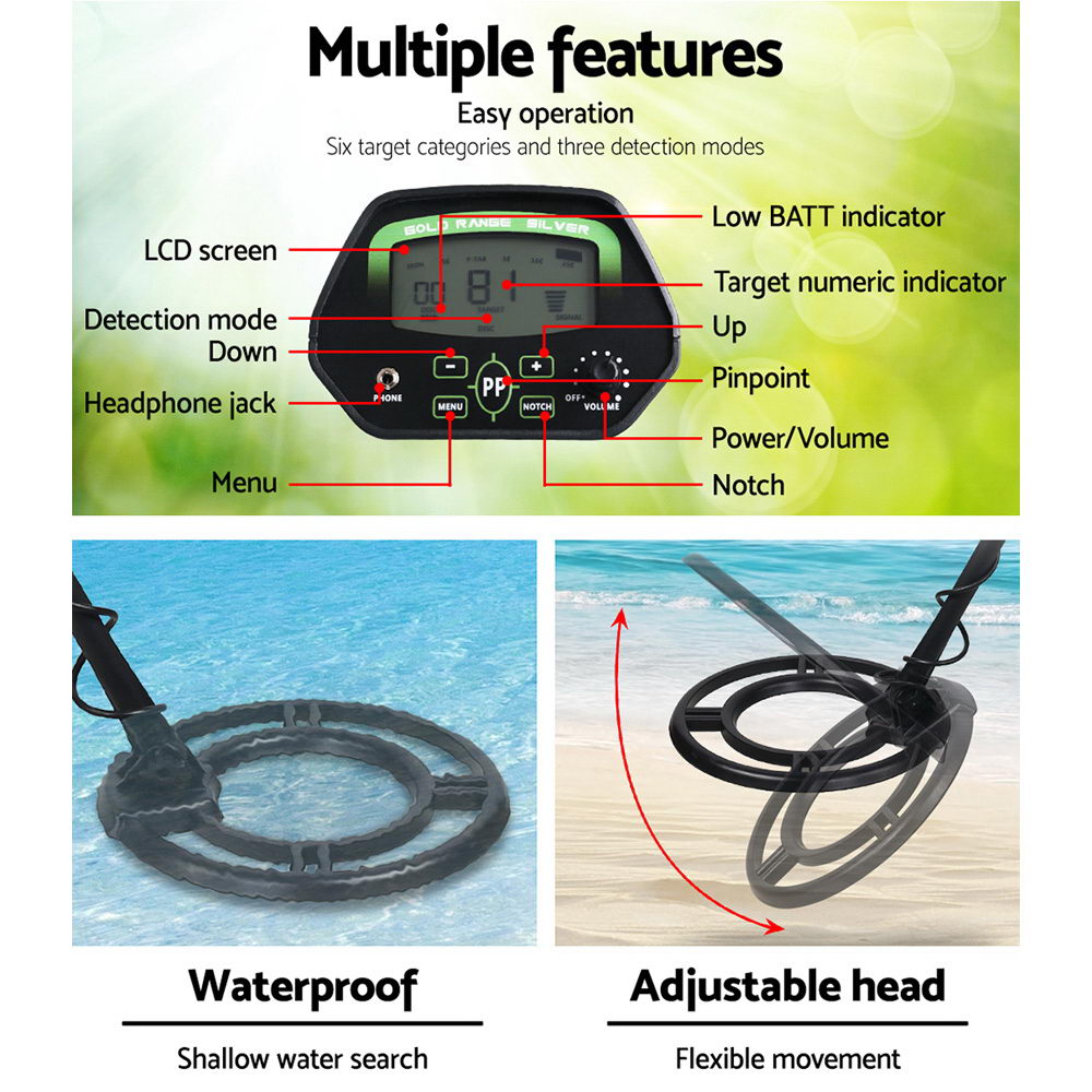 Metal Detector 220MM Deep Sensitive Waterproof Treasure Hunter Gold Digger MDETECTOR-C-GC1037