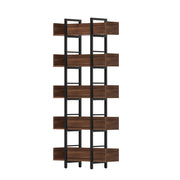 Artiss Bookshelf 5-Tier Bookcase Display Shelves Metal Storage Stand Rack Walnut MET-BSHELF-01-WAL