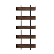 Artiss Bookshelf 5-Tier Bookcase Display Shelves Metal Storage Stand Rack Walnut MET-BSHELF-01-WAL