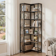 Artiss 6 Tiers Bookshelf Corner Shelf Bookcase Display Shelves Oak MET-BSHELF-LS-WD