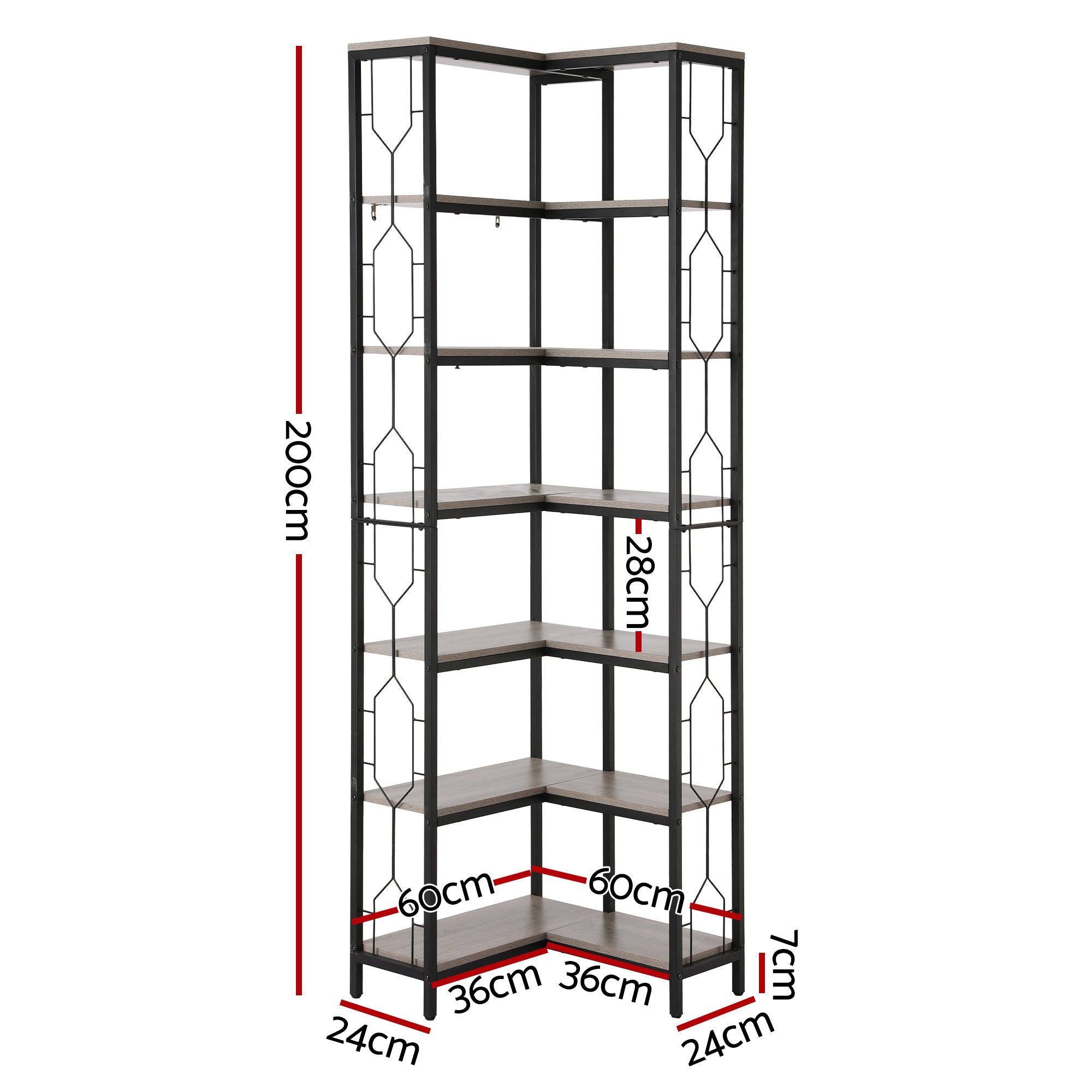 Artiss 6 Tiers Bookshelf Corner Shelf Bookcase Display Shelves Oak MET-BSHELF-LS-WD