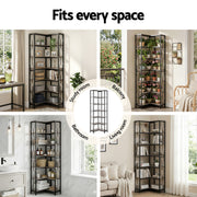 Artiss 6 Tiers Bookshelf Corner Shelf Bookcase Display Shelves Oak MET-BSHELF-LS-WD