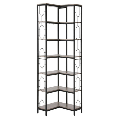 Artiss 6 Tiers Bookshelf Corner Shelf Bookcase Display Shelves Oak MET-BSHELF-LS-WD