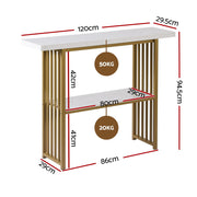 Artiss Console Table Marble Effect White&Gold MET-CST-01-MBWH