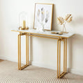 Artiss Console Table Hallway Entryway Table Marble Effect 110CM White & Gold MET-CST-02-MBWH