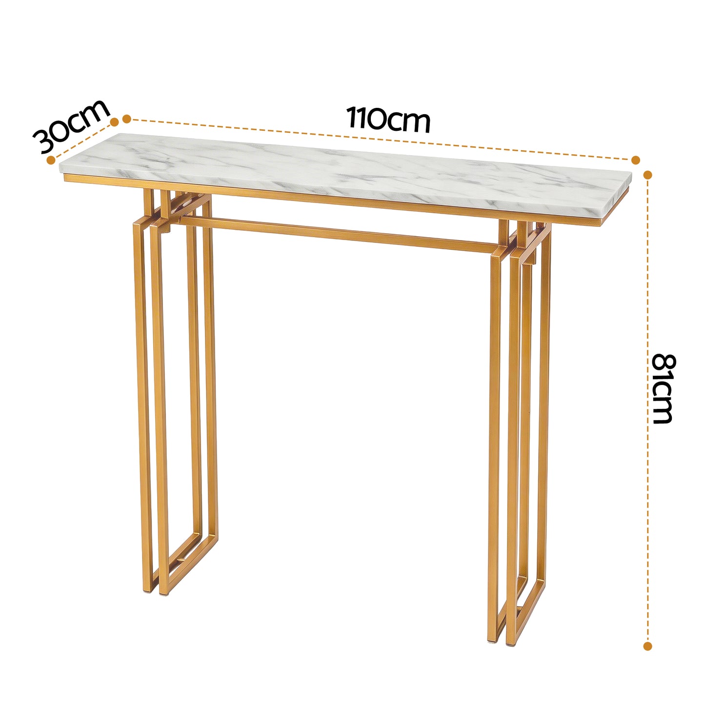 Artiss Console Table Hallway Entryway Table Marble Effect 110CM White & Gold MET-CST-02-MBWH