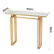 Artiss Console Table Hallway Entryway Table Marble Effect 110CM White & Gold MET-CST-02-MBWH