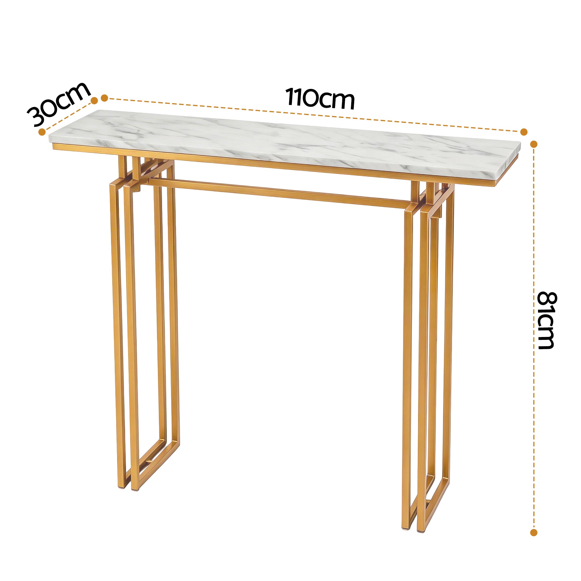 Artiss Console Table Hallway Entryway Table Marble Effect 110CM White & Gold MET-CST-02-MBWH