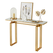 Artiss Console Table Hallway Entryway Table Marble Effect 110CM White & Gold MET-CST-02-MBWH
