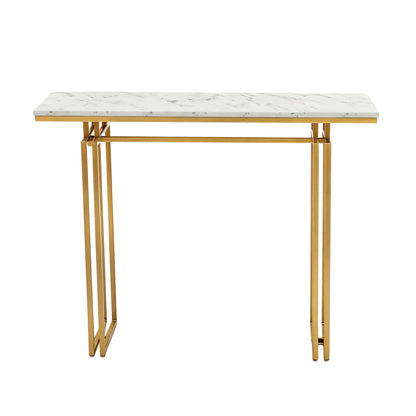 Artiss Console Table Hallway Entryway Table Marble Effect 110CM White & Gold MET-CST-02-MBWH