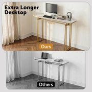 Artiss Console Table Hallway Entryway Table Marble Effect 110CM White & Gold MET-CST-02-MBWH