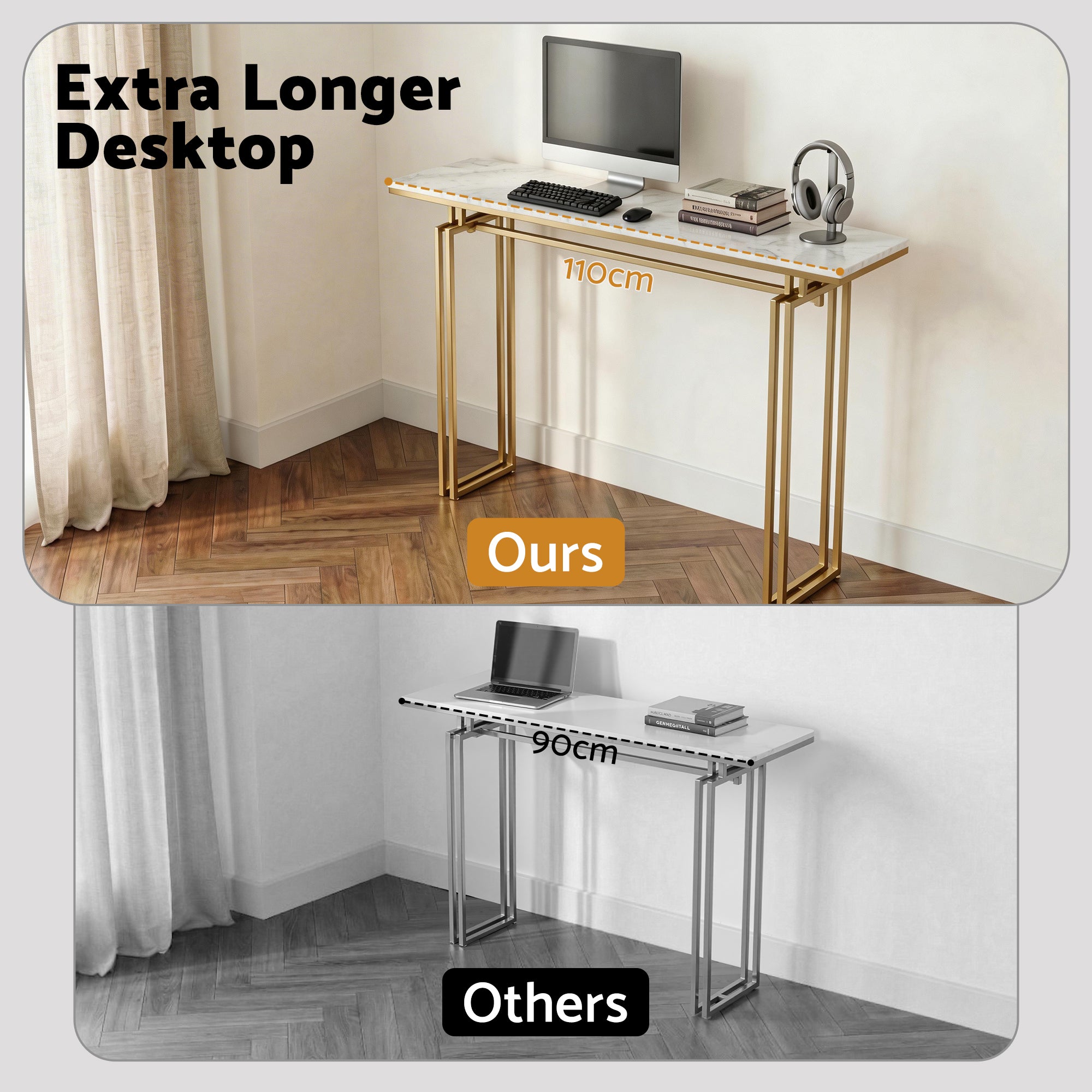 Artiss Console Table Hallway Entryway Table Marble Effect 110CM White & Gold MET-CST-02-MBWH