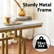 Artiss Console Table Hallway Entryway Table Marble Effect 110CM White & Gold MET-CST-02-MBWH