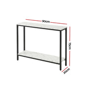 Artiss Console Table Entryway Hallway Display Desk Marble Effect White MET-CST-03-MBWH