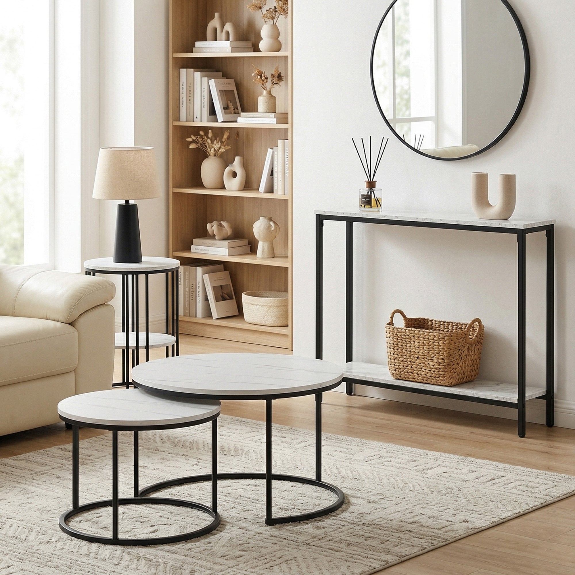 Artiss Console Table Entryway Hallway Display Desk Marble Effect White MET-CST-03-MBWH