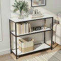 Artiss Console Table Marble Effect 3-Tier Sofa Entryway Side Table 90CM White MET-CST-04-MBWH