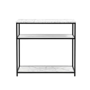 Artiss Console Table Marble Effect 3-Tier Sofa Entryway Side Table 90CM White MET-CST-04-MBWH