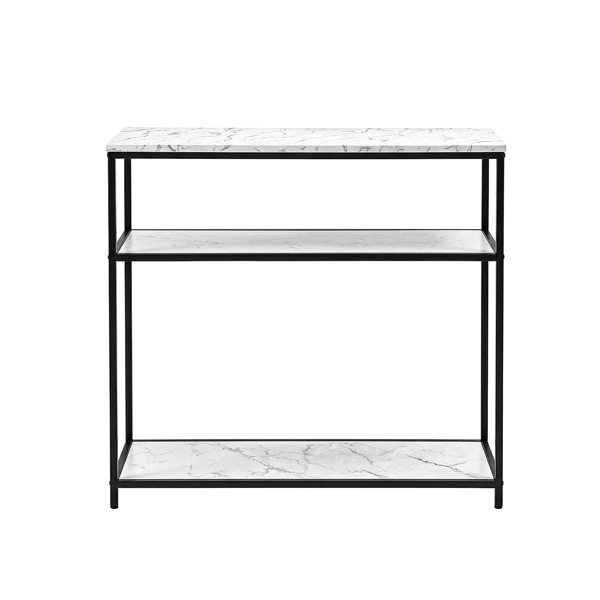 Artiss Console Table Marble Effect 3-Tier Sofa Entryway Side Table 90CM White MET-CST-04-MBWH