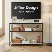 Artiss Console Table Marble Effect 3-Tier Sofa Entryway Side Table 90CM White MET-CST-04-MBWH