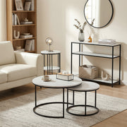 Artiss Console Table Marble Effect 3-Tier Sofa Entryway Side Table 90CM White MET-CST-04-MBWH
