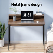 Artiss Computer Desk Shelf Oak 100CM MET-DESK-002-BK-OA