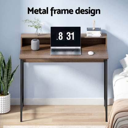 Artiss Computer Desk Shelf Oak 100CM MET-DESK-002-BK-OA
