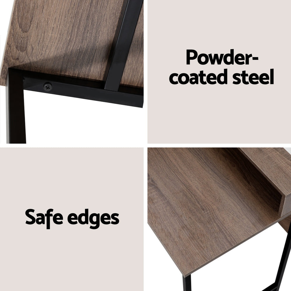 Artiss Computer Desk Shelf Oak 100CM MET-DESK-002-BK-OA