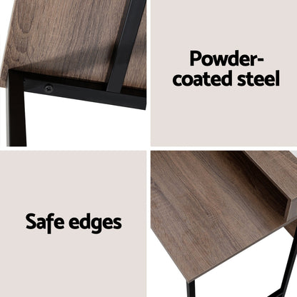 Artiss Computer Desk Shelf Oak 100CM MET-DESK-002-BK-OA