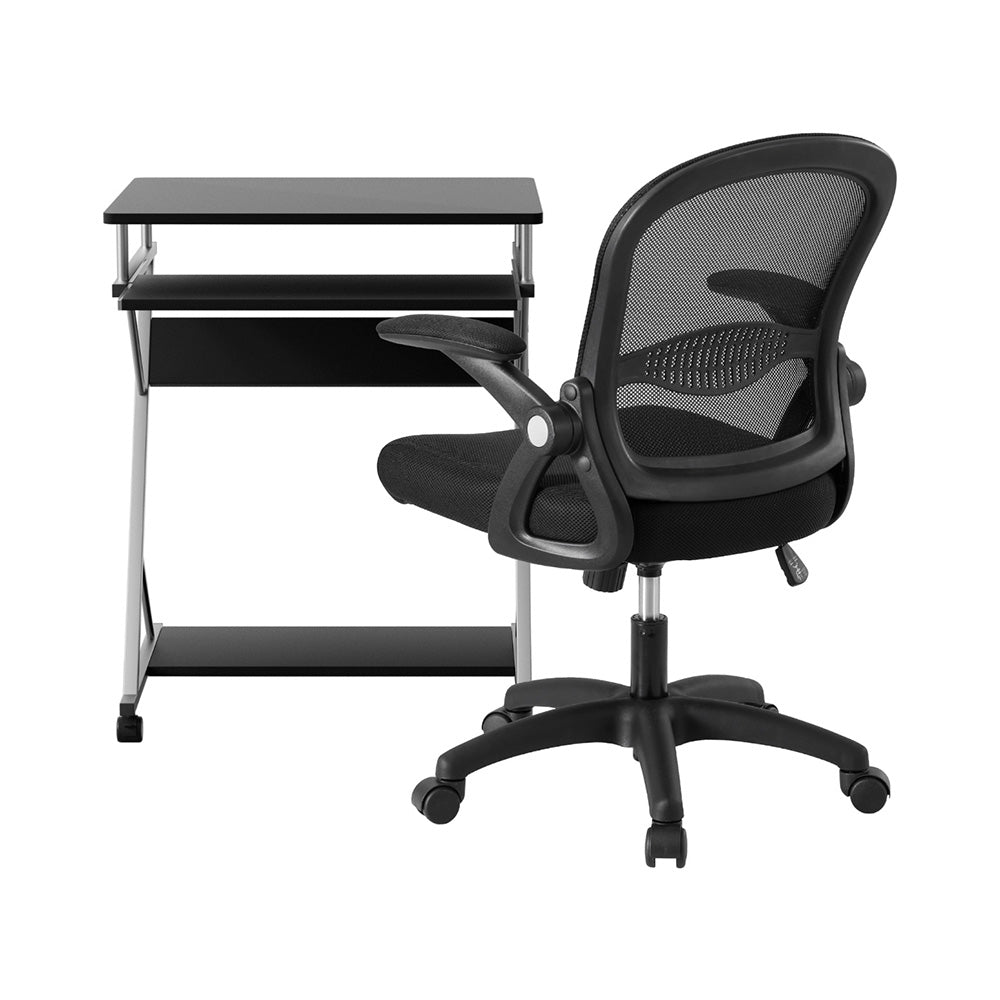 Artiss Computer Desk Mesh Office Chair Set Desks with Keyboard Shelf Try Black MET-DESK-105-2013-BK