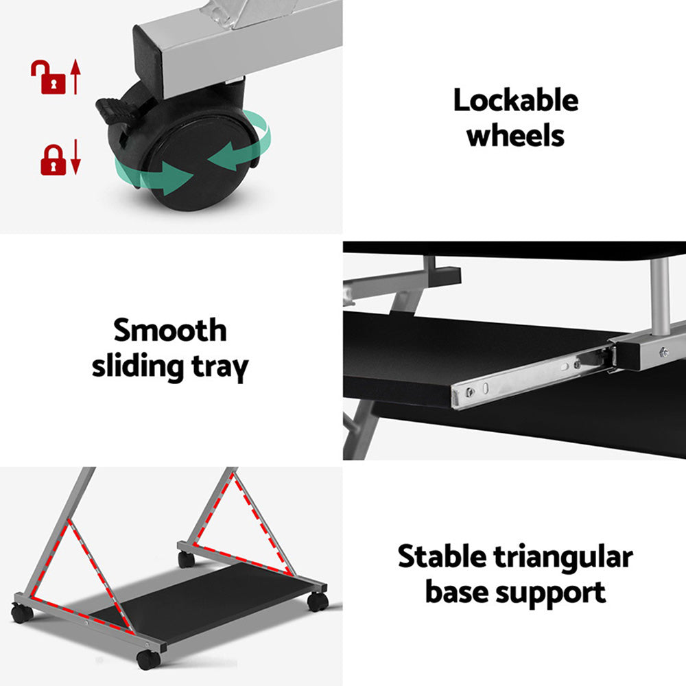 Artiss Computer Desk Mesh Office Chair Set Desks with Keyboard Shelf Try Black MET-DESK-105-2013-BK