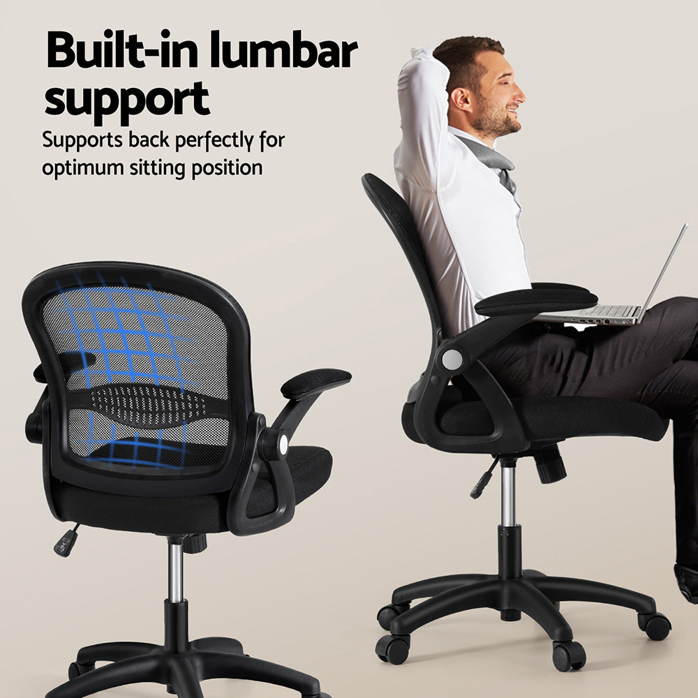 Artiss Computer Desk Mesh Office Chair Set Desks with Keyboard Shelf Try Black MET-DESK-105-2013-BK