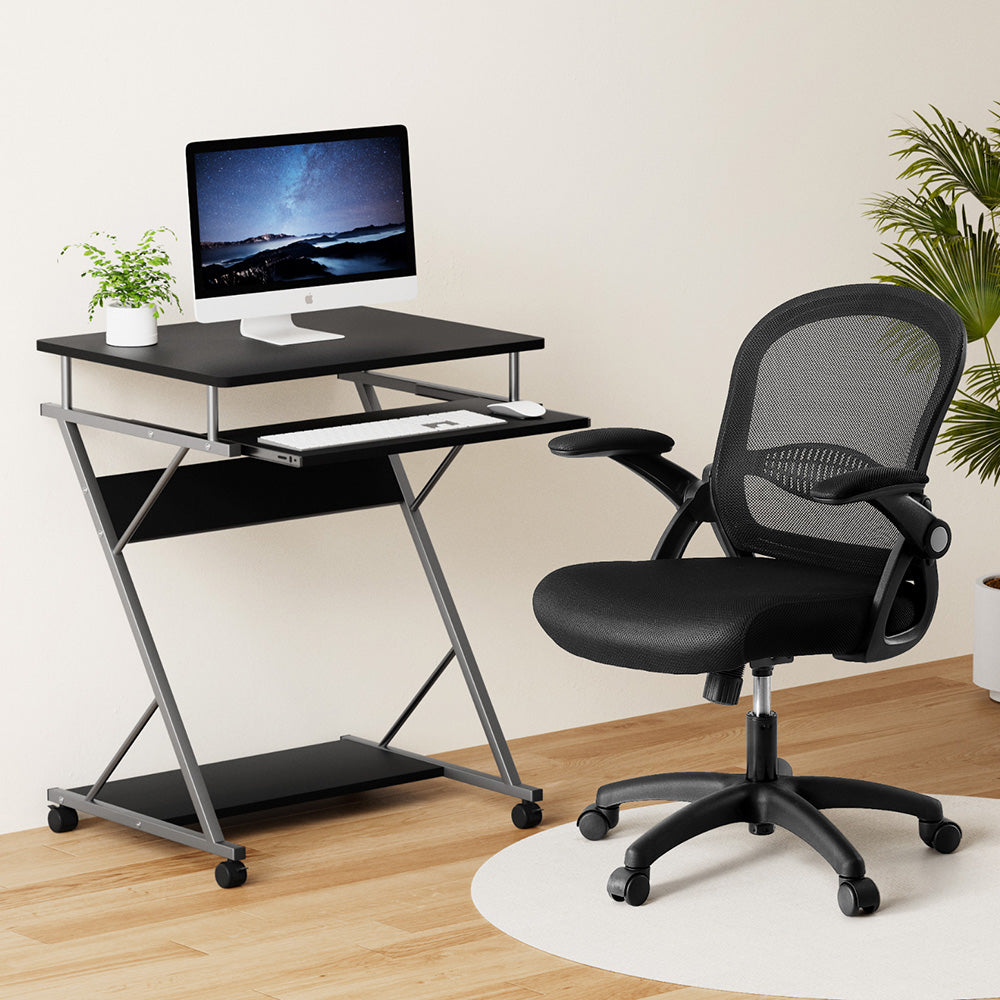 Artiss Computer Desk Mesh Office Chair Set Desks with Keyboard Shelf Try Black MET-DESK-105-2013-BK