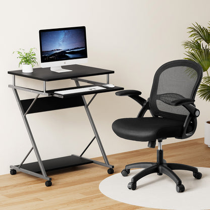 Artiss Computer Desk Mesh Office Chair Set Desks with Keyboard Shelf Try Black MET-DESK-105-2013-BK