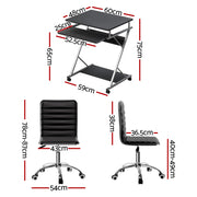 Artiss Computer Desk Office Chair Set Desks with Keyboard Shelf Try Black MET-DESK-105-REPL-BK