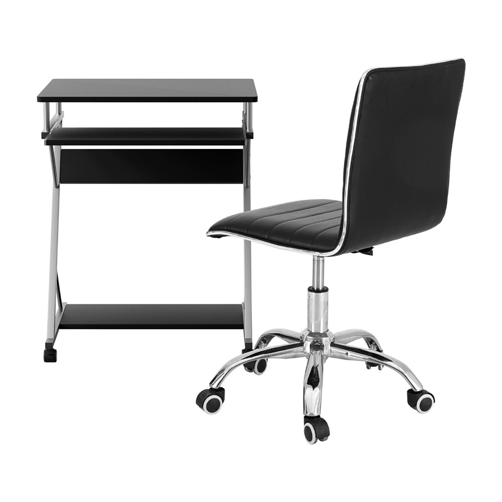 Artiss Computer Desk Office Chair Set Desks with Keyboard Shelf Try Black MET-DESK-105-REPL-BK