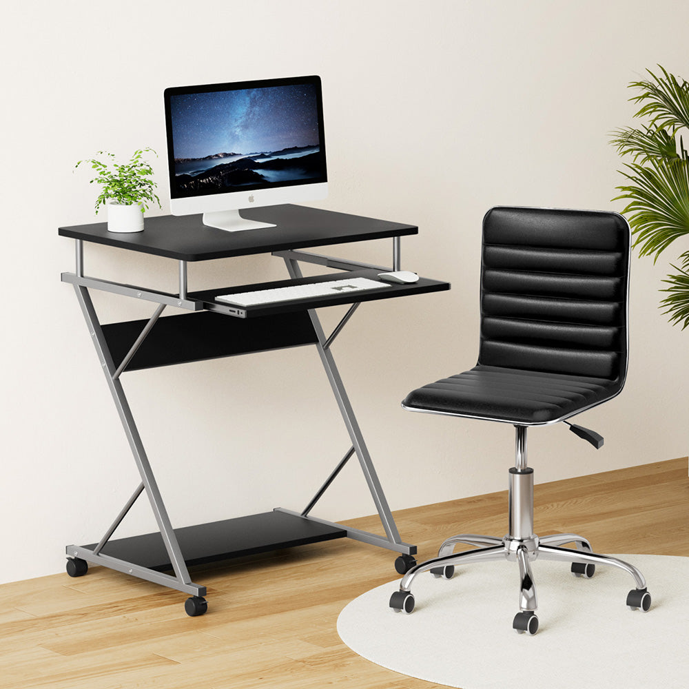 Artiss Computer Desk Office Chair Set Desks with Keyboard Shelf Try Black MET-DESK-105-REPL-BK
