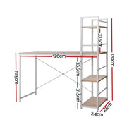 Artiss Computer Desk Shelf Oak 120CM MET-DESK-1111-OA
