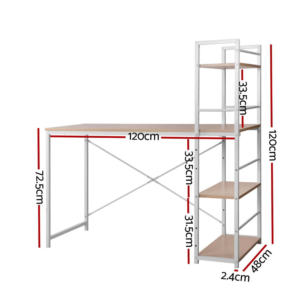 Artiss Computer Desk Shelf Oak 120CM MET-DESK-1111-OA