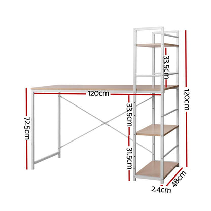 Artiss Computer Desk Shelf Oak 120CM MET-DESK-1111-OA