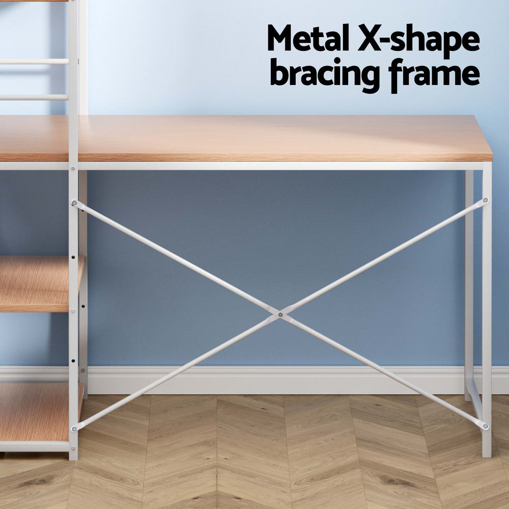 Artiss Computer Desk Shelf Oak 120CM MET-DESK-1111-OA