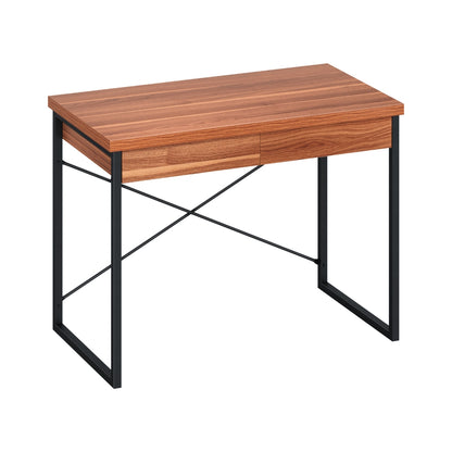 Artiss Computer Desk Drawer Storage Walnut 100CM MET-DESK-118-WN