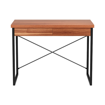 Artiss Computer Desk Drawer Storage Walnut 100CM MET-DESK-118-WN
