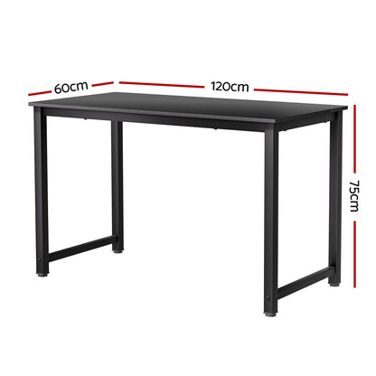 Artiss Computer Desk Home Office Study Table Black 120CM MET-DESK-120-BK