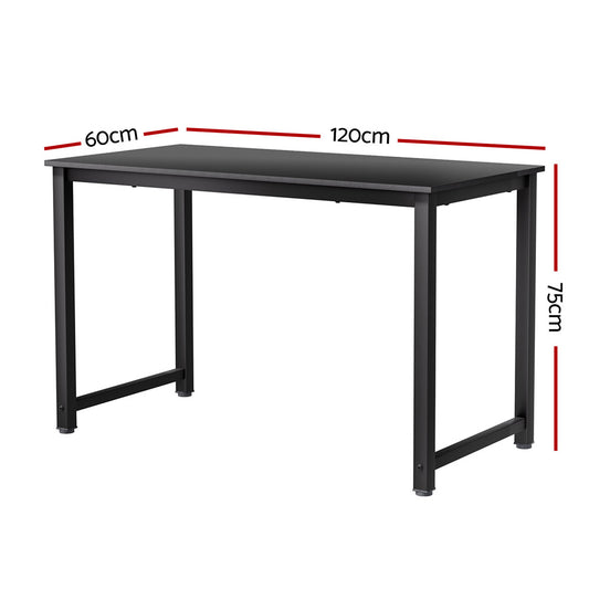 Artiss Computer Desk Home Office Study Table Black 120CM MET-DESK-120-BK