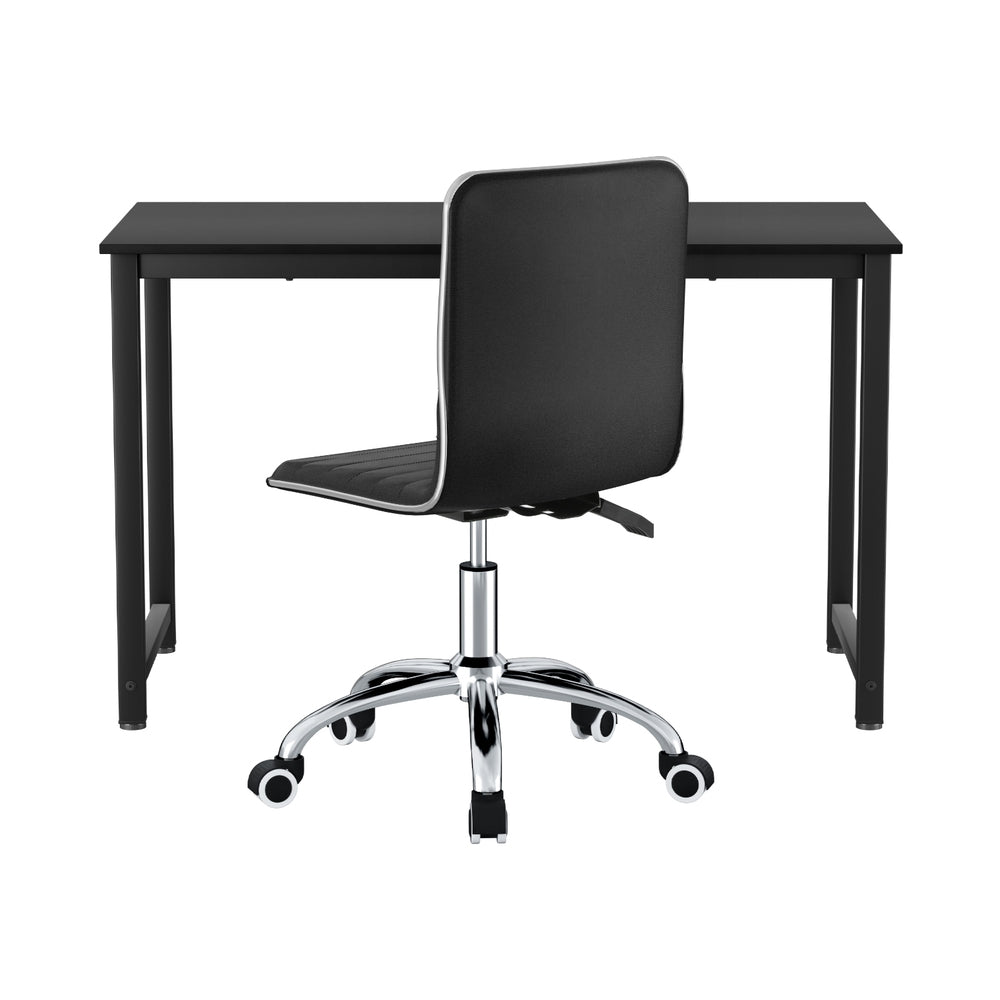 Artiss Computer Desk 120cm Executive Office Chairs Set PU Leather Low Back Black MET-DESK-120-REPL-BK